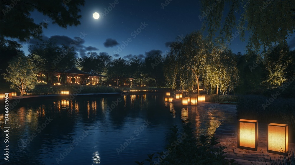 landscape theme at night in the park landscape theme at night in the park