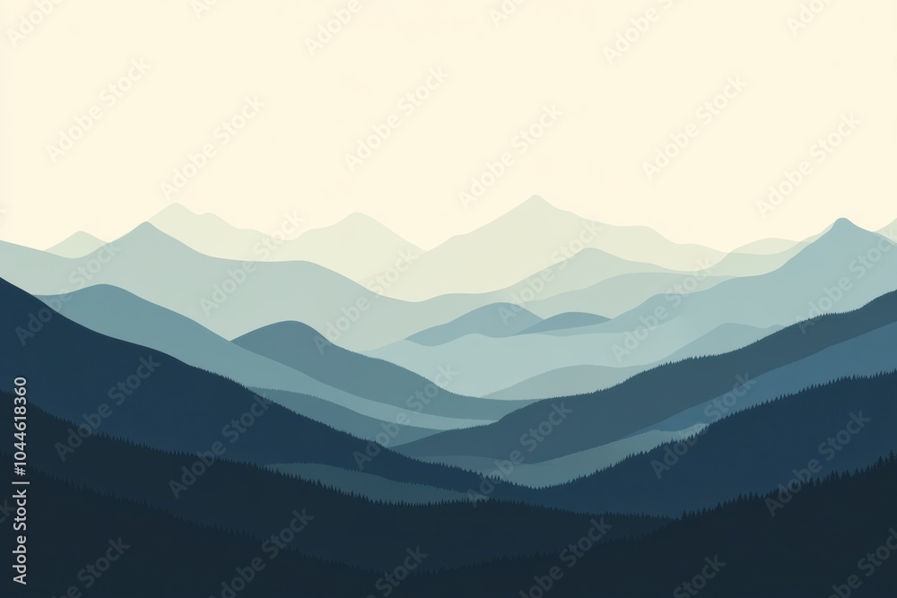 A serene mountain range silhouette captures the essence of dawn, inviting exploration and adventure in nature's untamed beauty. Generative AI