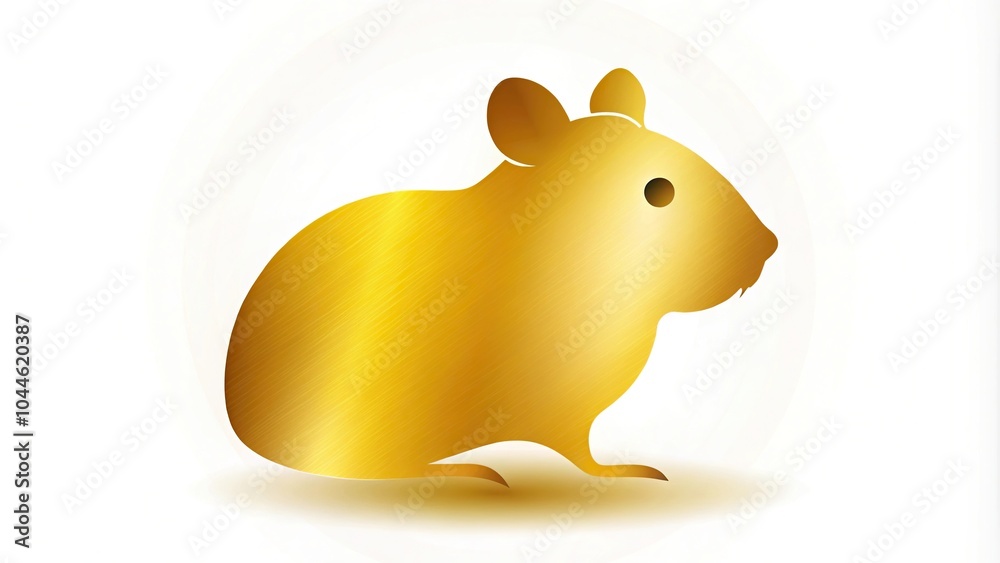 Silhouette of a golden hamster surrounded by greenery on a white background Silhouette of a golden hamster surrounded by greenery on a white background