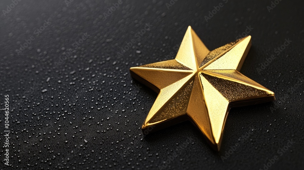 Gold star award rosette symbolizing success and achievement Gold star award rosette symbolizing success and achievement