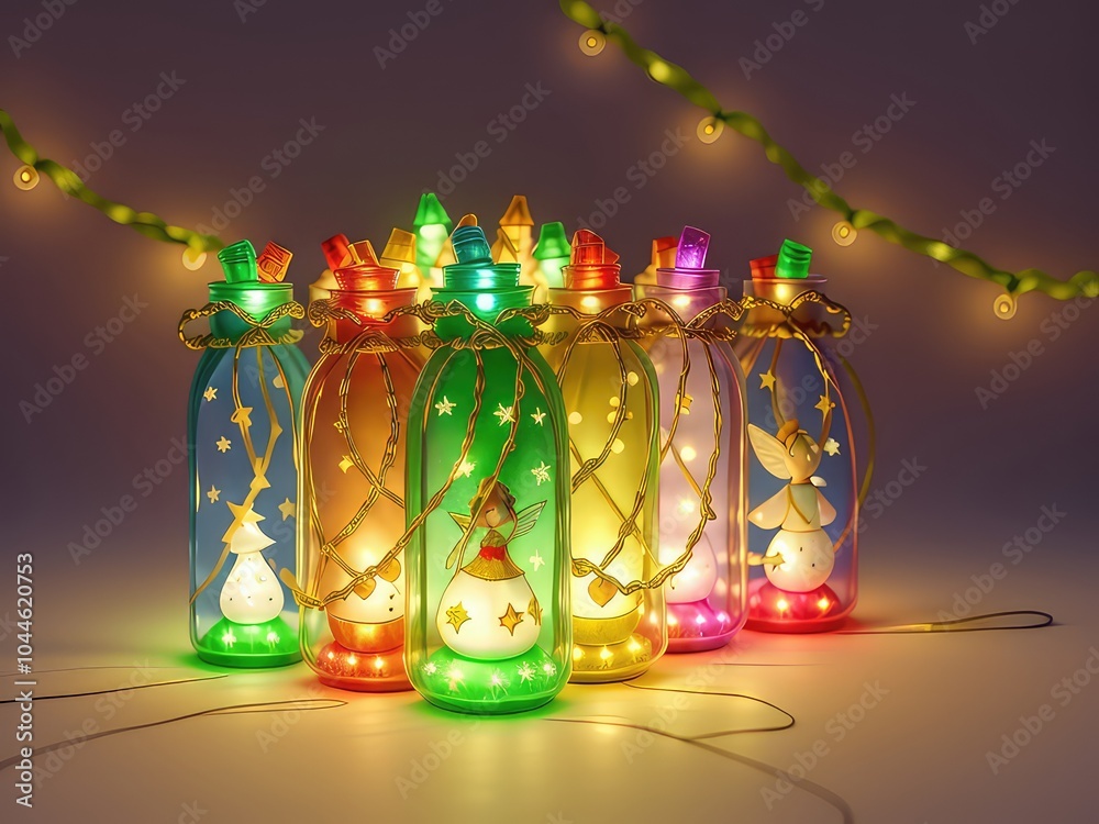 Fototapeta premium golden christmas ball,golden christmas baubles,christmas tree decoration,santa claus doll,christmas tree toy,christmas lights in the night,magic fairy with wand,chinese new year celebrchinese new year