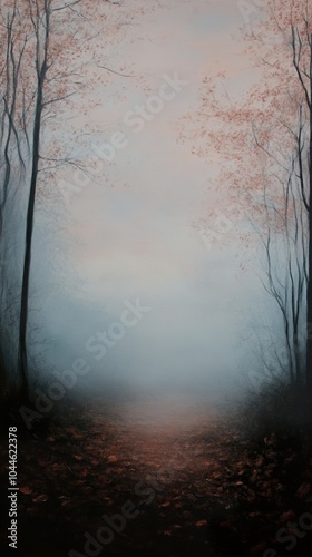 Misty Forest Path: A Serene Autumn Landscape