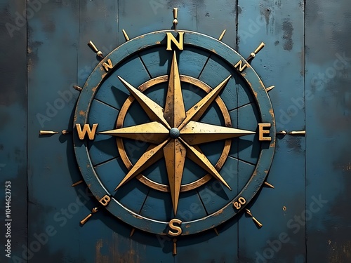 compass on the wood background