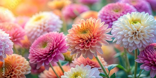 Sweet color chrysanthemums in soft and blur style for background medium shot