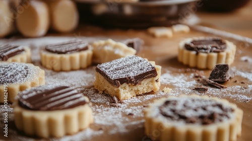 Baking delicious homemade shortbread cookies filled with chocolate