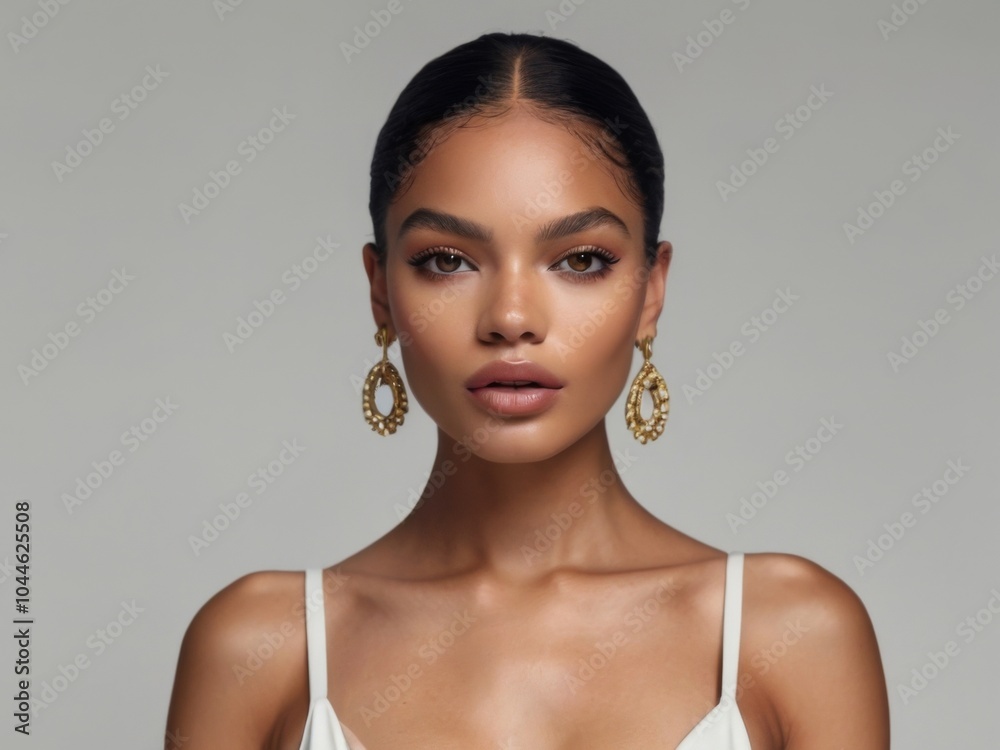 Biracial female model portrait, fashion model of mixed ethnicity, multicultural beauty Biracial female model portrait, fashion model of mixed ethnicity, multicultural beauty