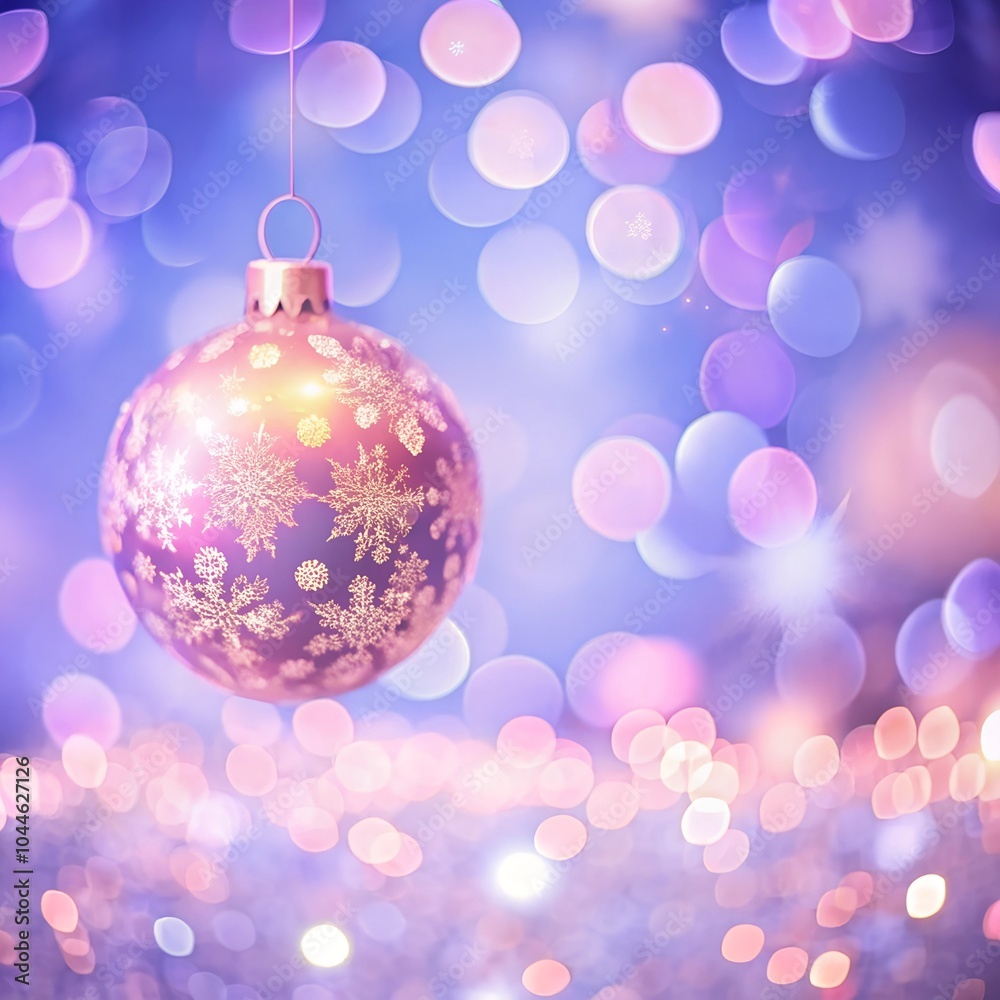 Fototapeta premium Festive background with glitter sparkle and bokeh effect. Greeting template, winter holidays. Merry Christmas and Happy New Year seasonal design.