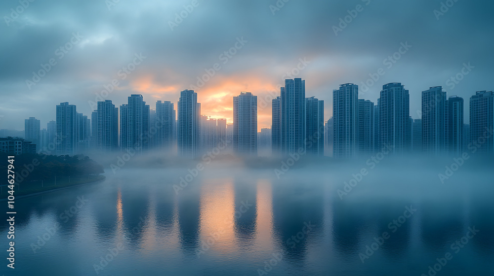 Photograph of a Cityscape with Foggy Clouds Hovering Above the Skyline, Creating a Moody and Atmospheric Scene. Ideal for Themes of Urban Life, Weather, and Modern Architecture.
Photograph of a Cityscape with Foggy Clouds Hovering Above the Skyline, Creating a Moody and Atmospheric Scene. Ideal for Themes of Urban Life, Weather, and Modern Architecture.