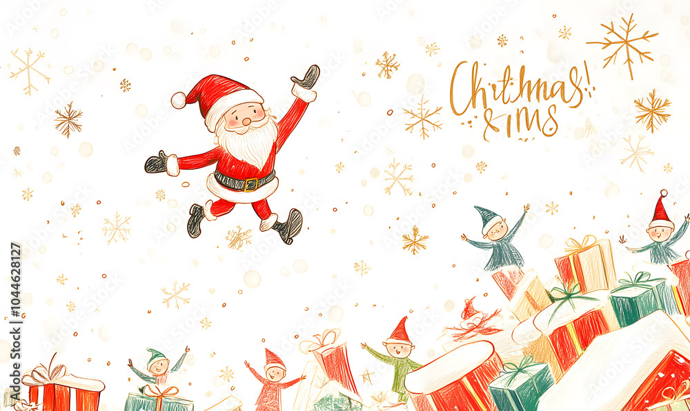 Naklejka premium Doodle Christmas and New Year Cards - 2D Hand-drawn Illustrations on White Background