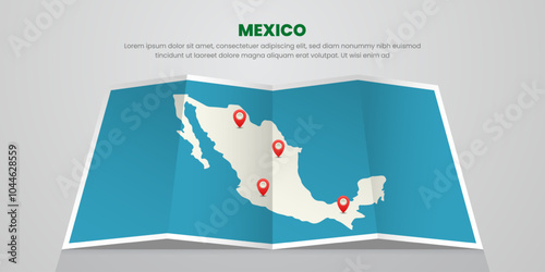 mexico map travel with pin tag location design Illustration