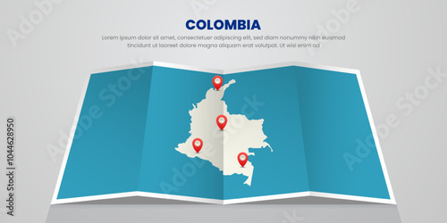 colombia map travel with pin tag location design Illustration