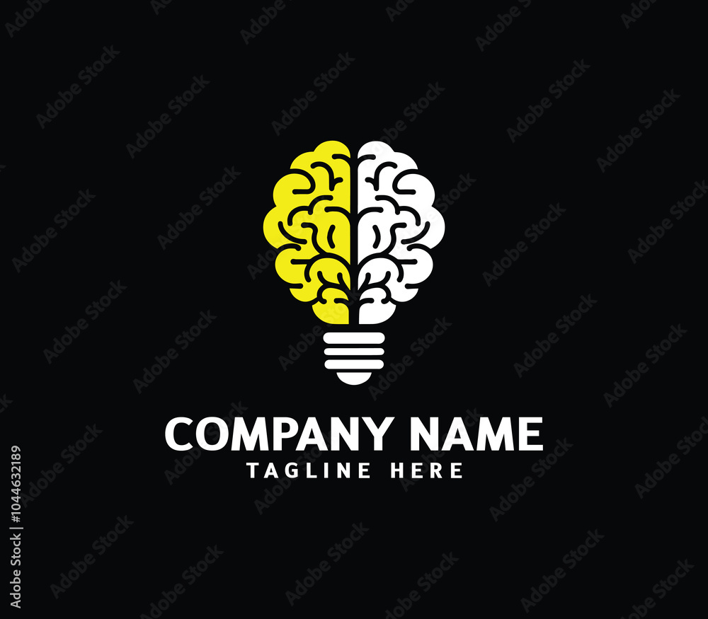 Brain bulb logo design. Modern brain bulb logo, Intelligence Logo, Creative idea logo design. Vector