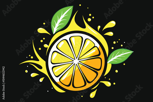 a citrus splash black color silhouette vector style G.eps