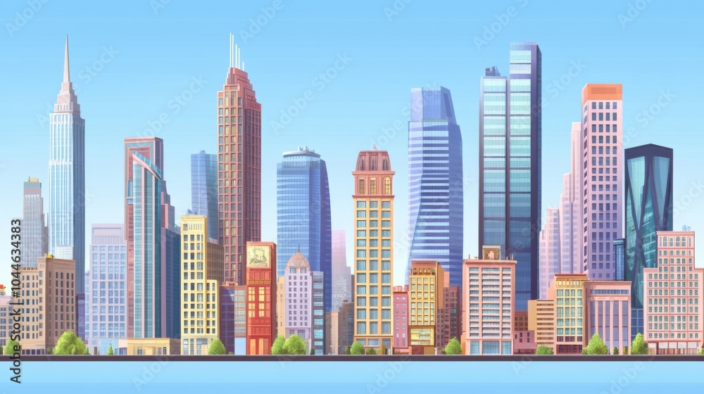 Fototapeta premium Modern City Skyline with High-Resolution Details