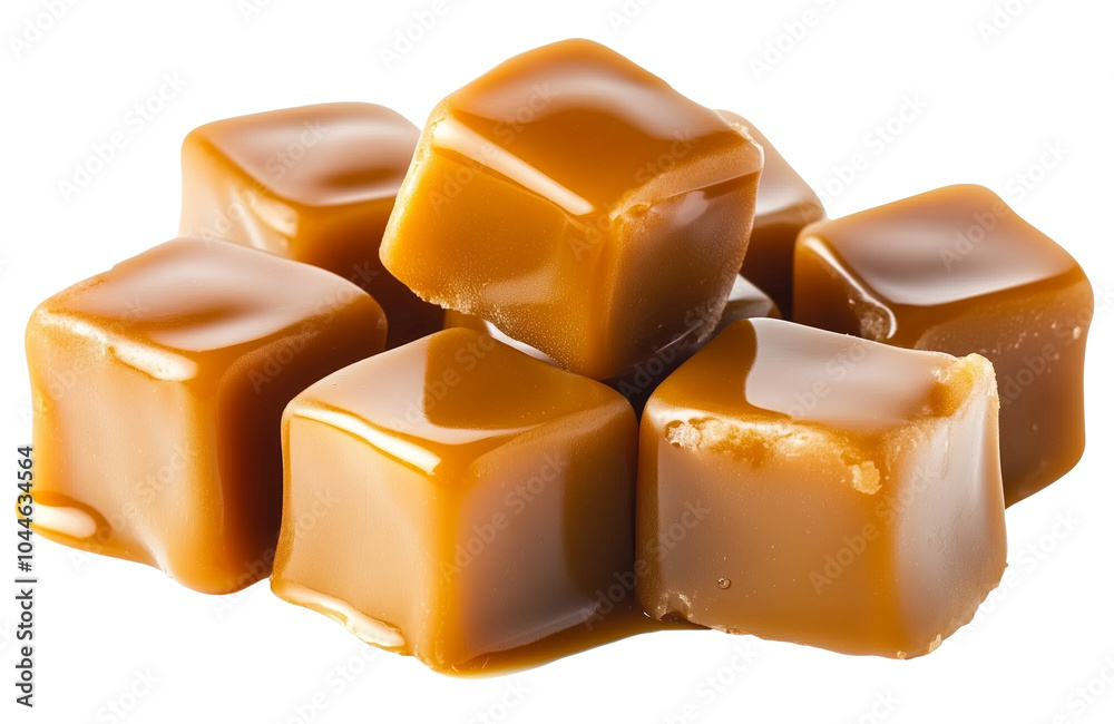 Caramel candies with caramel sauce isolated on transparent background Caramel candies with caramel sauce isolated on transparent background