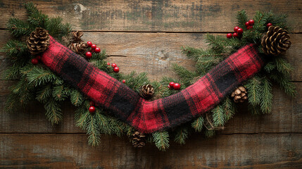 Christmas corner border banner with red and black fabric
