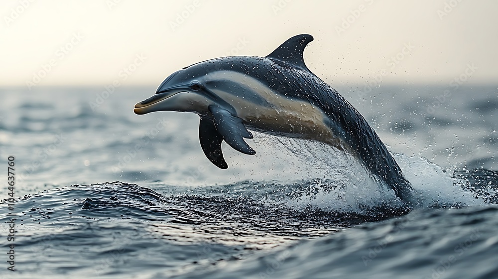 Obraz premium Majestic Dolphin Leaping Gracefully over Ocean Waves