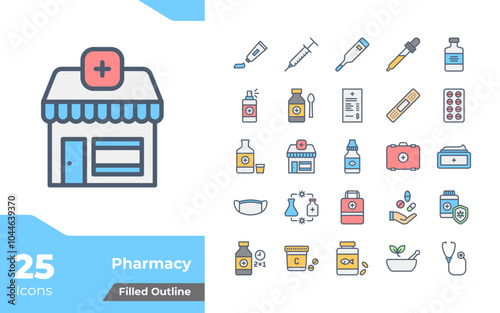 Pharmacy Filled Color Icons