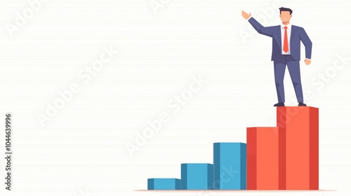 Businessman Ascending Steps: Minimalist Determination