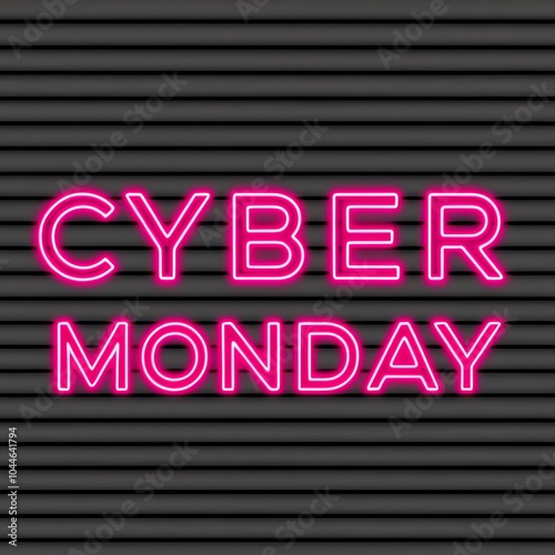 Cyber Monday neon text on a background, unique design for Cyber Monday sales yearly photo