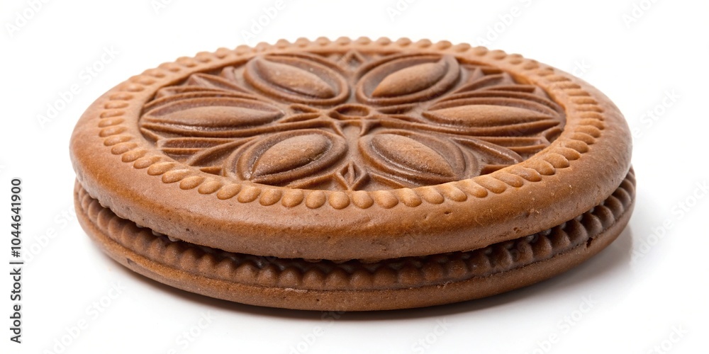 symmetrical chocolate cream biscuit isolated on white symmetrical chocolate cream biscuit isolated on white