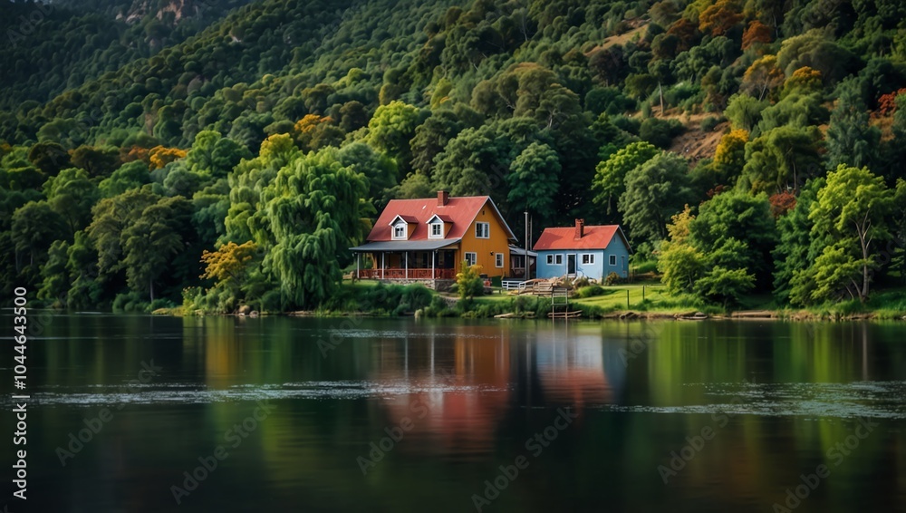 Fototapeta premium house on the river