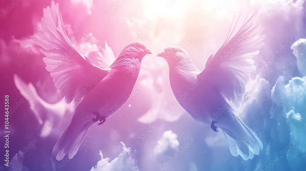 Enchanting Flock of Birds in Dreamy Color Palette Enchanting Flock of Birds in Dreamy Color Palette