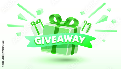 Giveaway gift, shop mega discount, special promo badge. Vector illustration