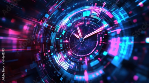 Wallpaper Mural Digital Clock with Neon Lights Torontodigital.ca