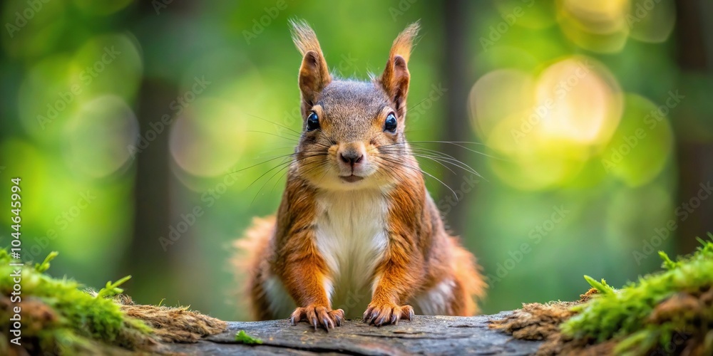 Symmetrical cunning look squirrel on natural forest background Symmetrical cunning look squirrel on natural forest background