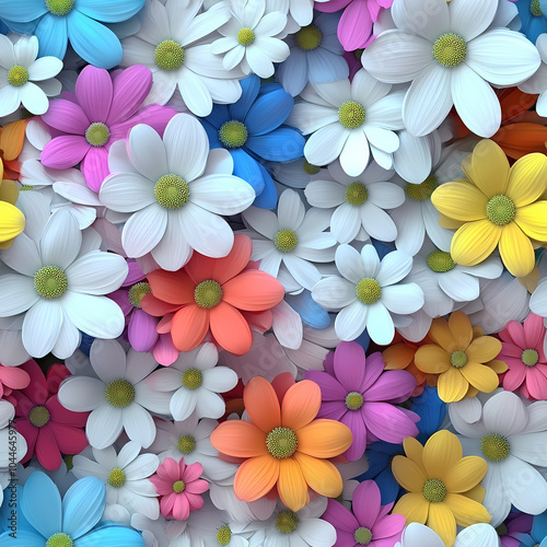 Bright colorful daisy flowers in a vibrant cluster