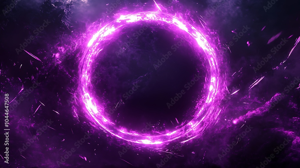 Obraz premium Purple circular illustration wallpaper illustration with black theme, dark themed illustration background design