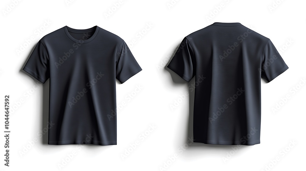 T-shirt back and front view for fashion designs, black shirt with white background T-shirt back and front view for fashion designs, black shirt with white background