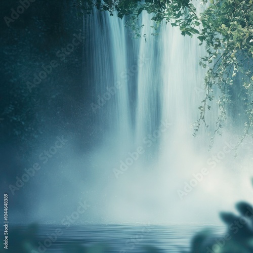 Blurred waterfall background with mist and spray