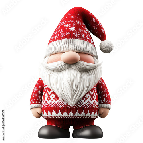 A cheerful Santa Claus figure in a traditional red outfit, perfect for holiday decorations and festive illustrations.
