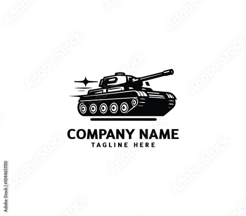 Vector military Tank logo design. Black silhouette of a military tank. Military machine logotype