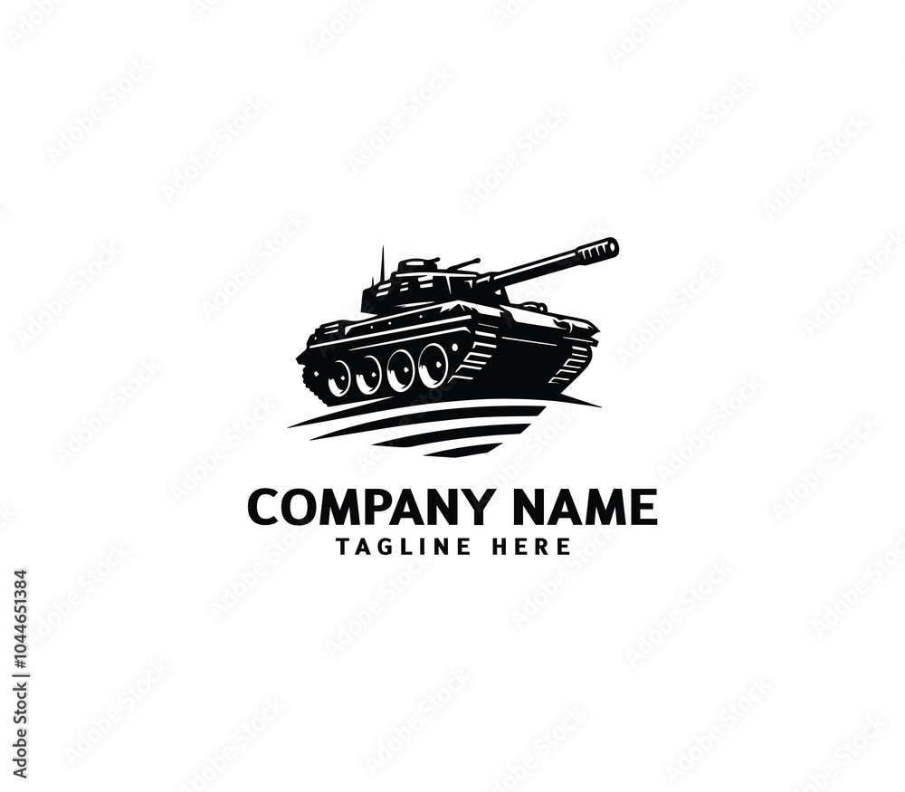 Vector military Tank logo design. Black silhouette of a military tank. Military machine logotype Vector military Tank logo design. Black silhouette of a military tank. Military machine logotype