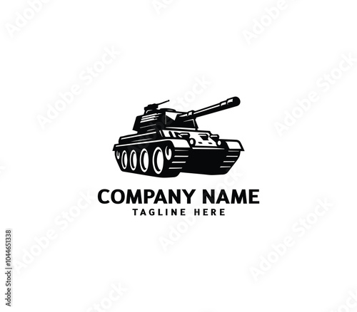 Vector military Tank logo design. Black silhouette of a military tank. Military machine logotype