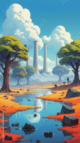 impactful illustration depicting the devastating effects of climate change