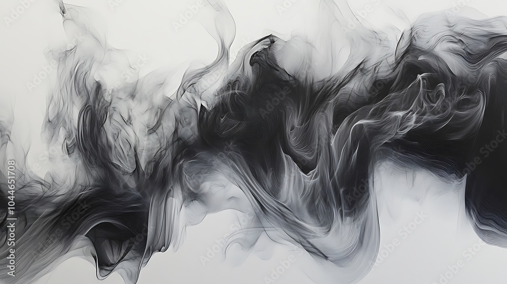 Black smoke on white screen, abstract background wallpaper design illustration, graphical artwork Black smoke on white screen, abstract background wallpaper design illustration, graphical artwork
