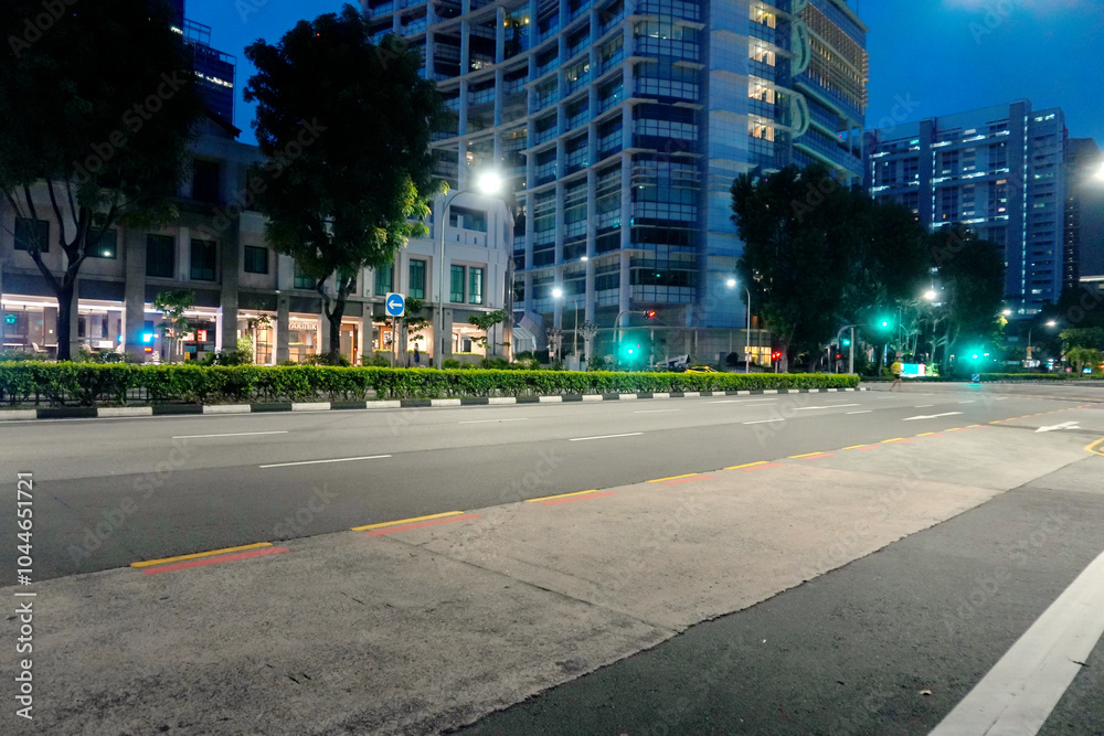 City Street at Night With the Building Lights City Street at Night With the Building Lights