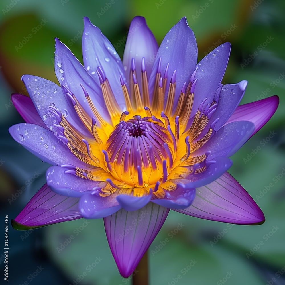 Macro of beautiful purple yellow lotus or water lily