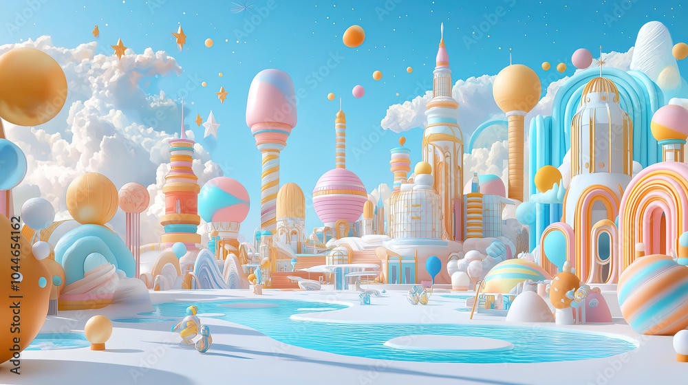A fantastic and whimsical futuristic city in the sky A fantastic and whimsical futuristic city in the sky