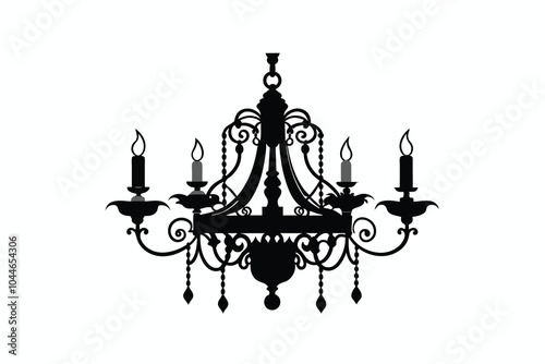 chandelier silhouette black color C.eps