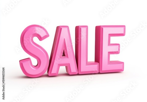 3D illustration of the text "SALE" in a vibrant pink color, emphasizing the promotional theme