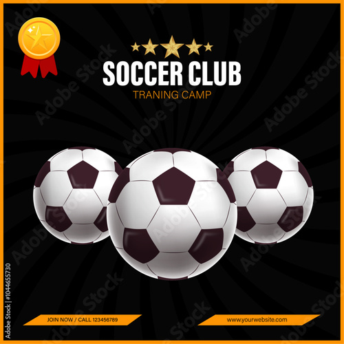 Soccer traning club, sports concept template design,soccer football vector illustration.