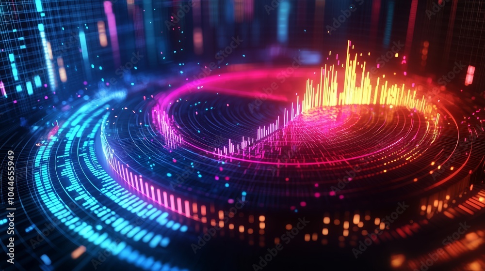 Glowing Digital Pie Chart Visualization Glowing Digital Pie Chart Visualization