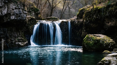 Cascading Serenity: A Tranquil Waterfall in Nature's Embrace