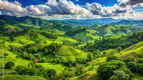 Vibrant green landscapes of Honduras with lush forests and rolling hills, Honduras, green, landscapes, vibrant