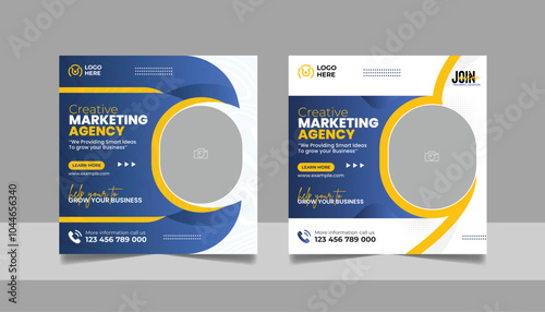 Digital Marketing Social Media Post Template, Online Live Webinar, Business Conference Web Banner Square Flyer Template Set.